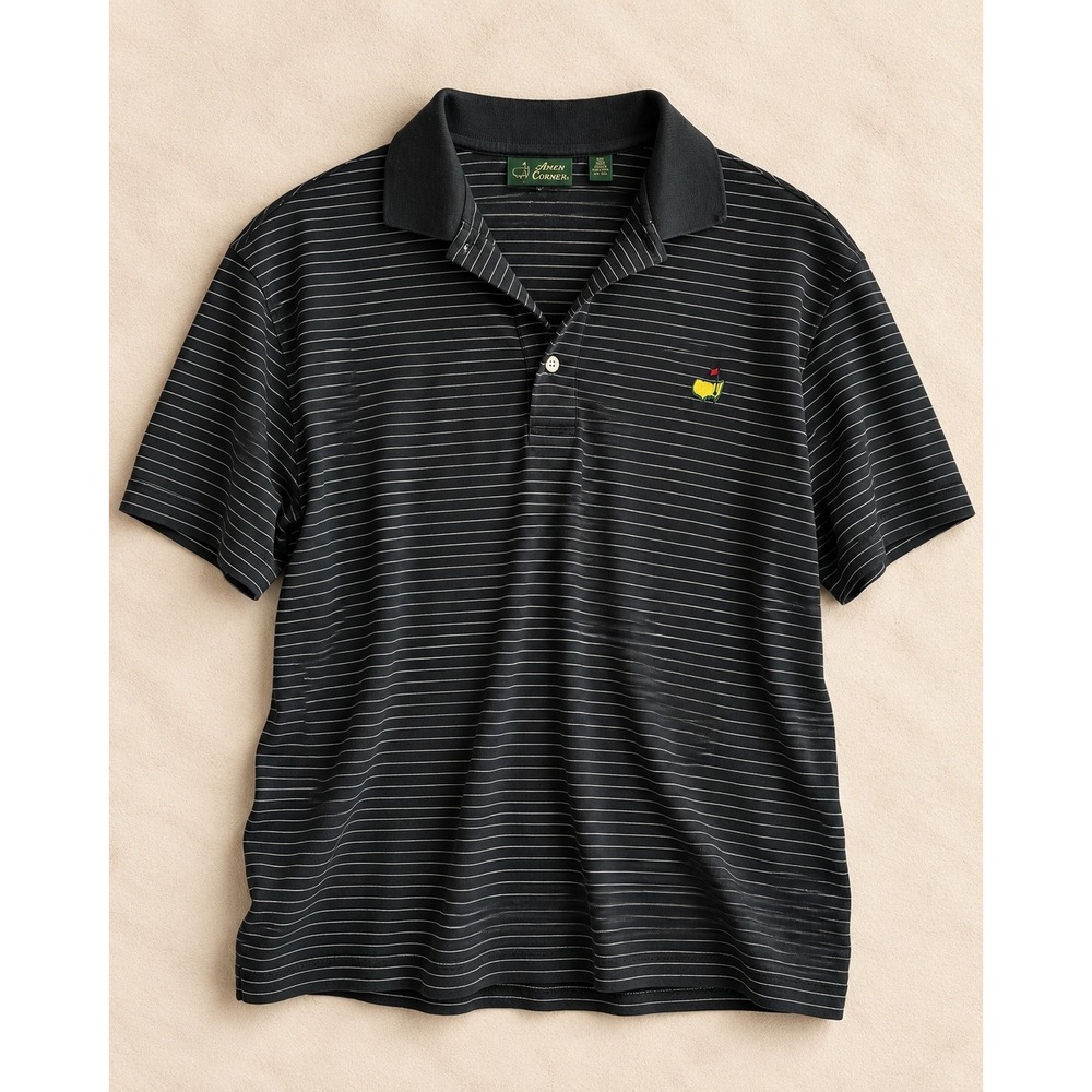Amen Corner Masters Golf Polo Shirt Mens XL Pima Cotton Striped Navy Blue